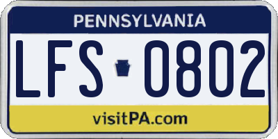 PA license plate LFS0802