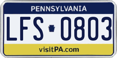 PA license plate LFS0803