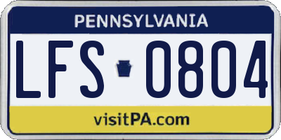 PA license plate LFS0804