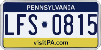 PA license plate LFS0815