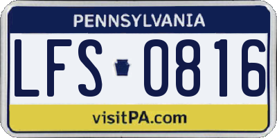 PA license plate LFS0816
