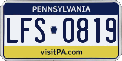 PA license plate LFS0819