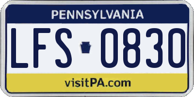 PA license plate LFS0830