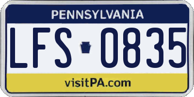 PA license plate LFS0835