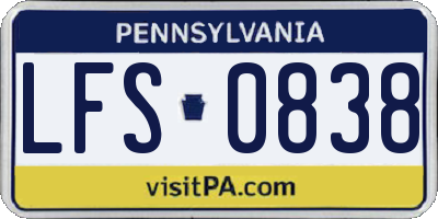 PA license plate LFS0838