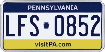 PA license plate LFS0852