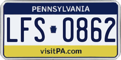 PA license plate LFS0862