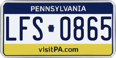 PA license plate LFS0865