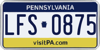 PA license plate LFS0875
