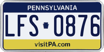 PA license plate LFS0876