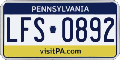 PA license plate LFS0892