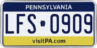 PA license plate LFS0909