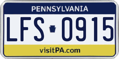 PA license plate LFS0915