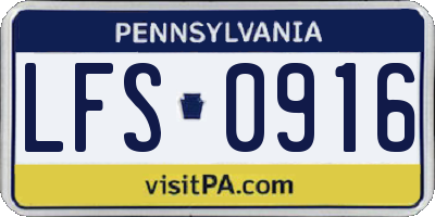 PA license plate LFS0916