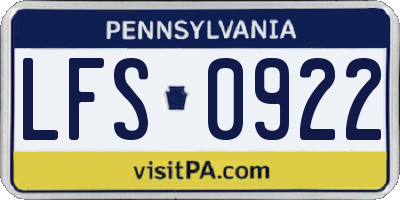 PA license plate LFS0922