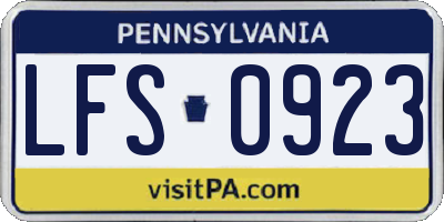 PA license plate LFS0923