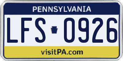 PA license plate LFS0926
