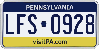 PA license plate LFS0928