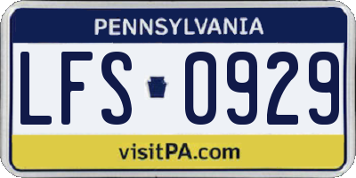 PA license plate LFS0929