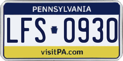 PA license plate LFS0930