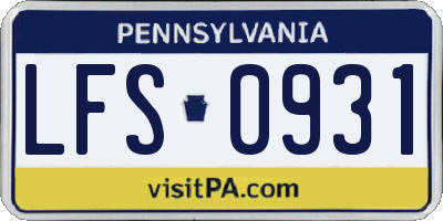 PA license plate LFS0931