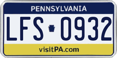 PA license plate LFS0932
