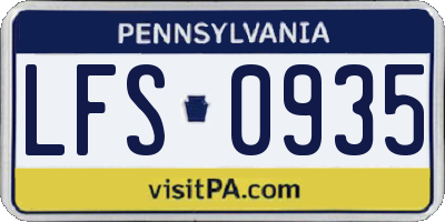 PA license plate LFS0935