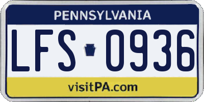 PA license plate LFS0936