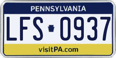 PA license plate LFS0937