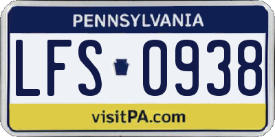 PA license plate LFS0938