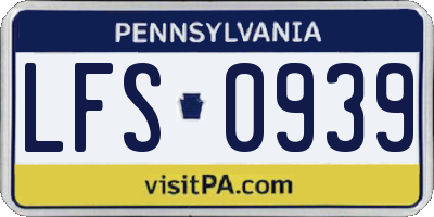 PA license plate LFS0939