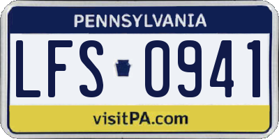 PA license plate LFS0941