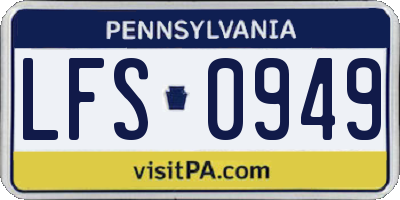 PA license plate LFS0949