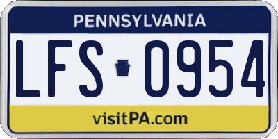 PA license plate LFS0954