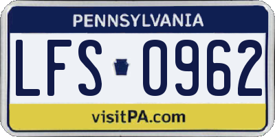 PA license plate LFS0962
