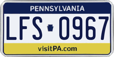 PA license plate LFS0967