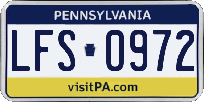 PA license plate LFS0972