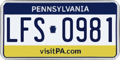 PA license plate LFS0981