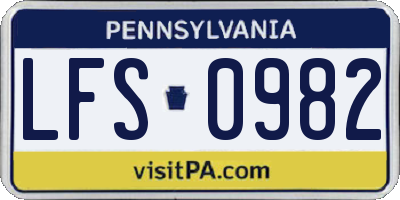 PA license plate LFS0982