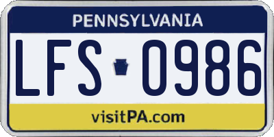 PA license plate LFS0986