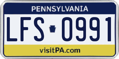 PA license plate LFS0991