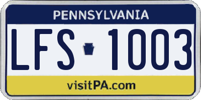 PA license plate LFS1003