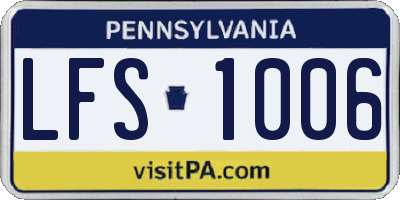 PA license plate LFS1006
