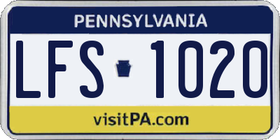 PA license plate LFS1020