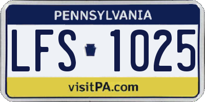 PA license plate LFS1025