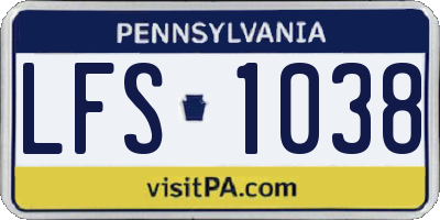 PA license plate LFS1038