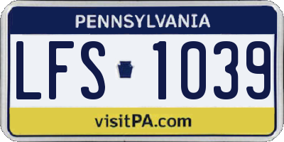 PA license plate LFS1039