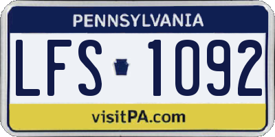 PA license plate LFS1092