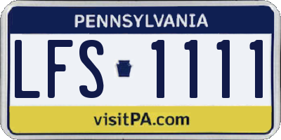 PA license plate LFS1111