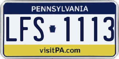 PA license plate LFS1113